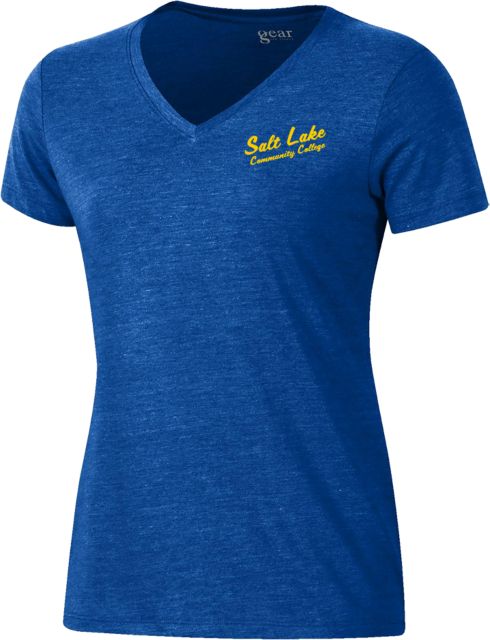 Salt Lake Comm College Gear Womens Triblend VNeck Tee Script Salt Lake Community