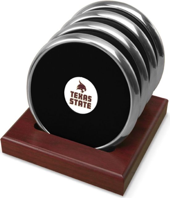 CSI  Set Of 4 Silver Round Coaster Gift Boxed With Colored Medallion - ONLINE ONLY