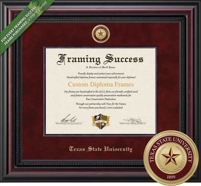 Texas State University Legacy 11 x 14 Diploma with Suede Mat, Wood Fillet and Medallion - ONLINE ONLY