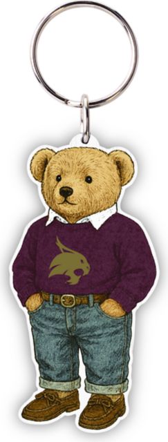 Texas State University Teddy Bear Keychain