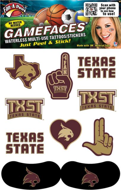 Texas State University Game Face Tattoos