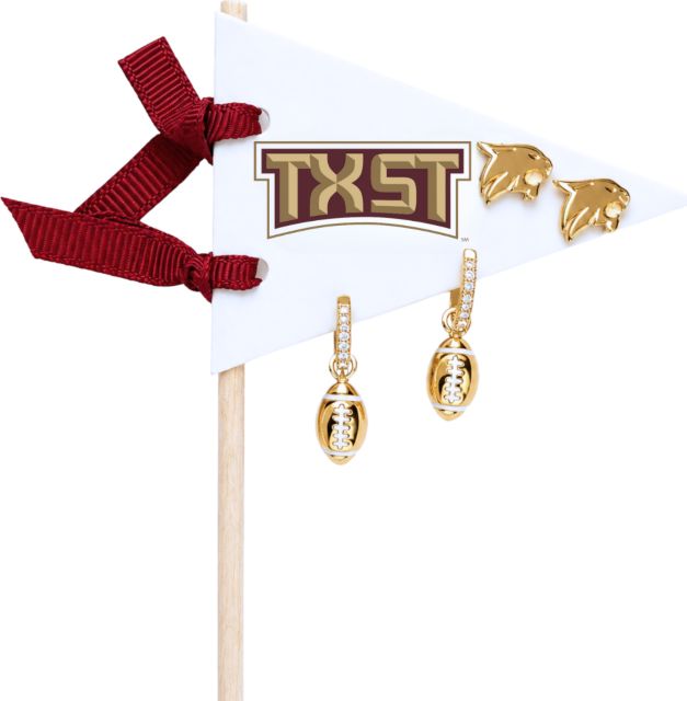 Texas State University Football Logo Stud Earrings