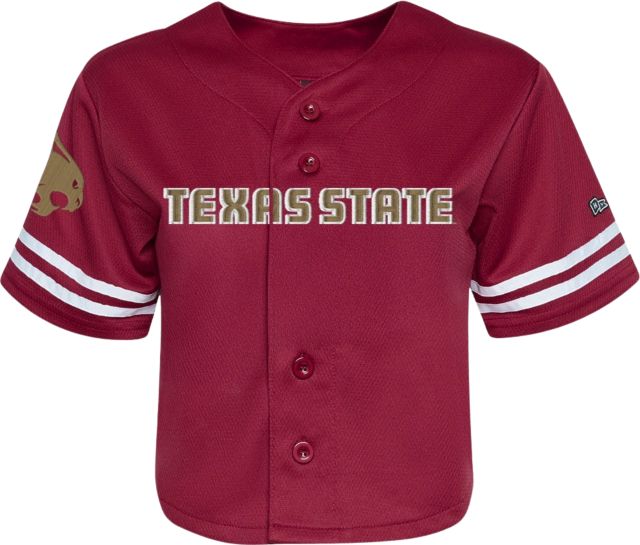 Texas State University Bobcats Women's Cropped Baseball Jersey
