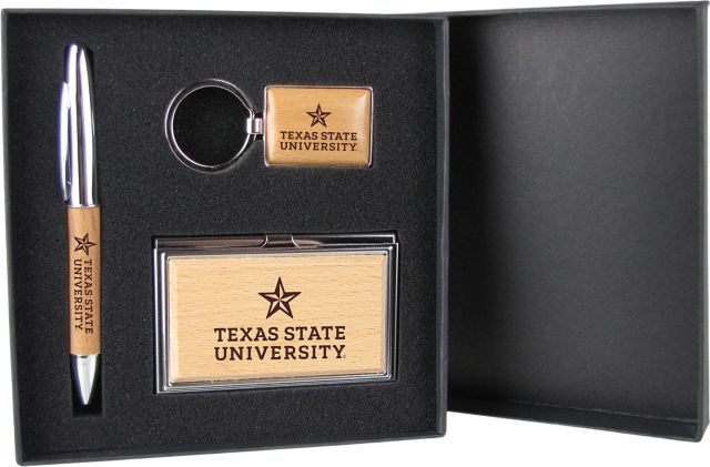 Texas State University Silver/Wood Gift Set