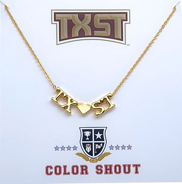 Texas State University Love My College Heart Necklace