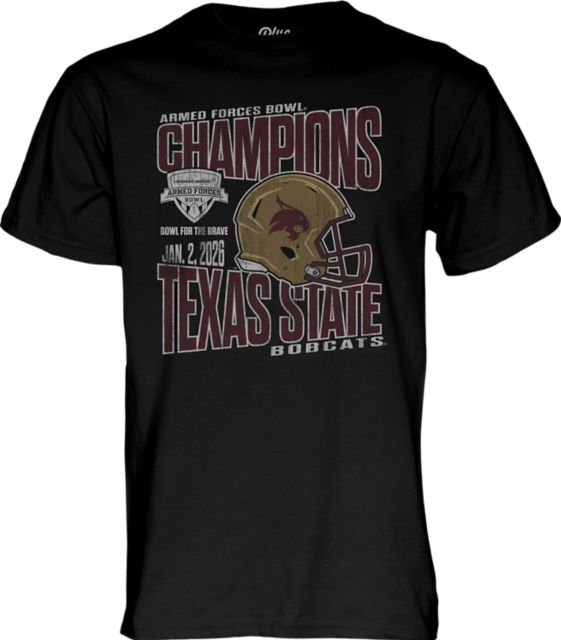 Texas State University Bobcats Football 2025 Armed Forces Bowl Champions Short Sleeve T-Shirt