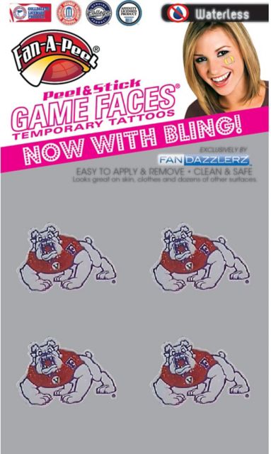 Fresno State 4-Pack Waterless Glitter Tattoo