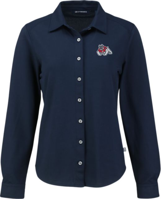 Fresno State Bulldogs Women's Pique Long Sleeve Button Up