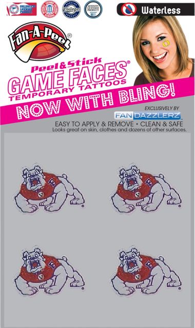 Fresno State 4-Pack Waterless Glitter Tattoo