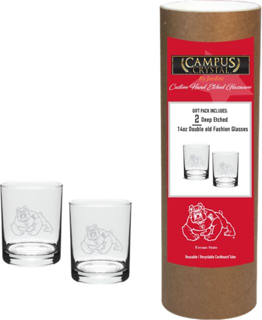 Fresno State Bulldogs 14 oz. Double Old Fashion Glass - Set of 2