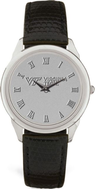 Men's Silver Wristwatch with Black Leather Band - ONLINE ONLY