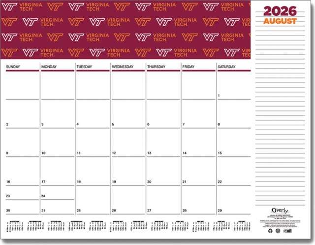 Virginia Tech 2026-2027 Academic Desktop Planner