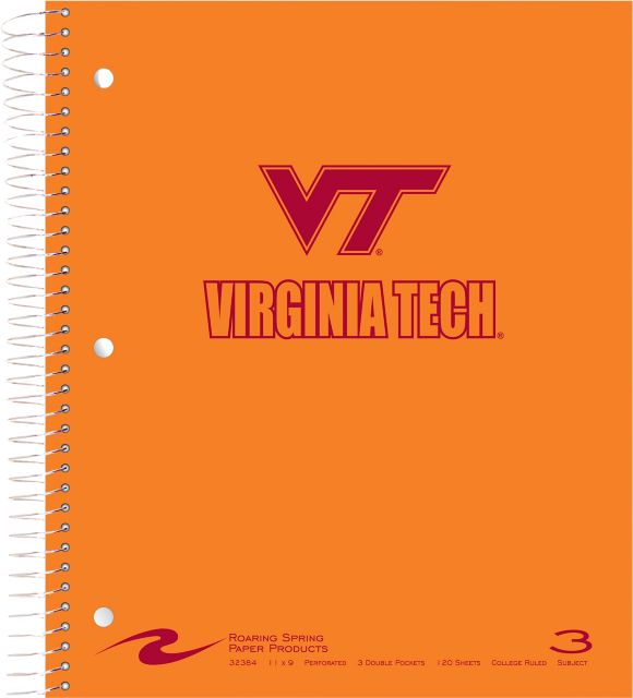 Virginia Tech 3 Subject Notebook