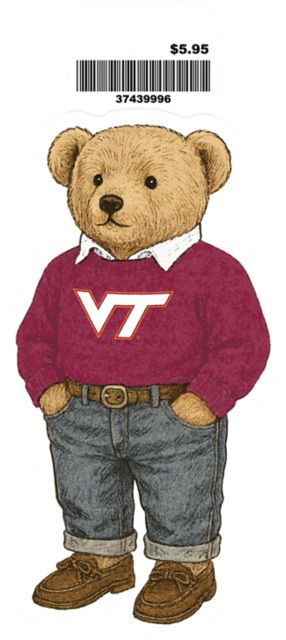 Virginia Tech Teddy Bear Vinyl Sticker