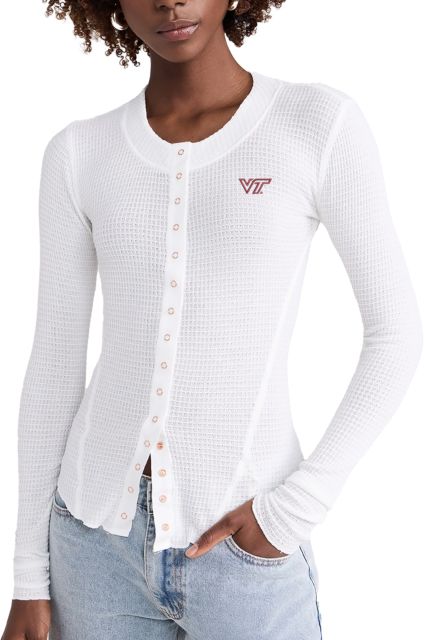 Virginia Tech Free People Womens Going Places Cardi Hokies Script