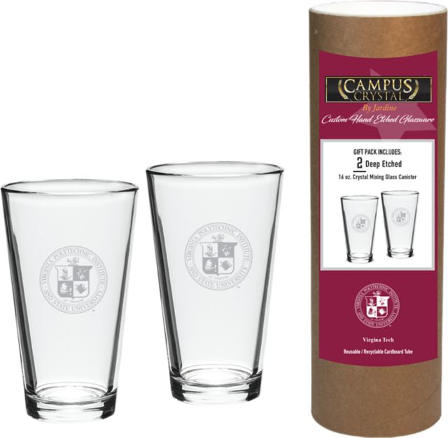 Virginia Tech 16 oz. Etched Glass - Set of 2