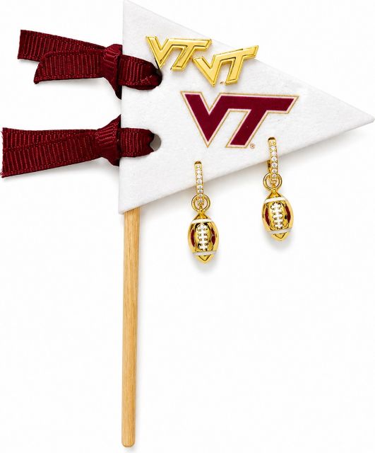 Virginia Tech Football Logo Stud Earrings