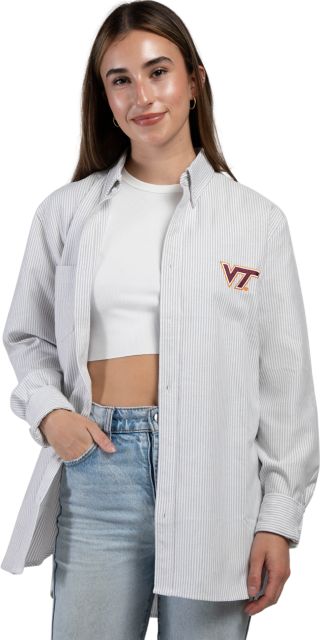 Virginia Tech Women's Striped Button Down