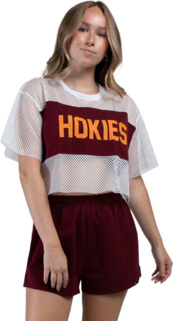 Virginia Tech Women's Hokies Mesh Cropped Short Sleeve T-Shirt