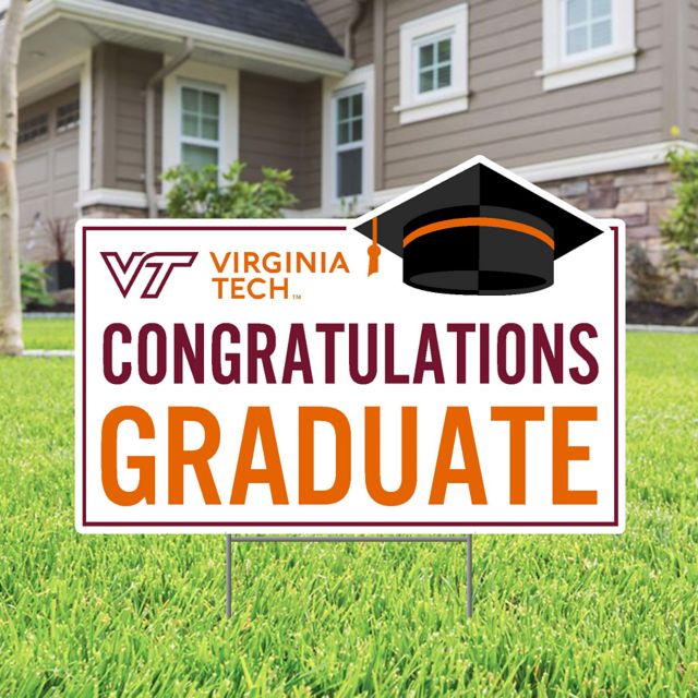 Virginia Tech Grad Lawn Sign with Stakes