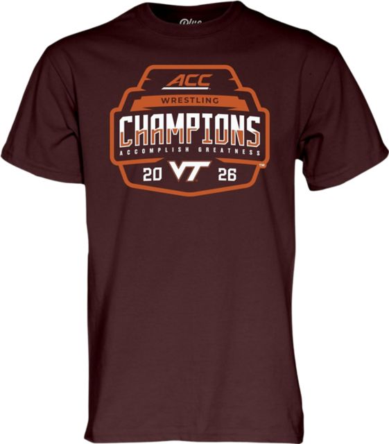 Virginia Tech Wrestling 2026 ACC Tournament Champions Locker Room Short Sleeve T-Shirt