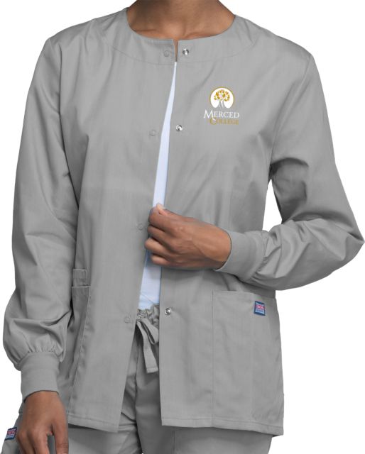 Merced College Womens Grey WW Originals Warm Up Scrub Jacket - ONLINE ONLY