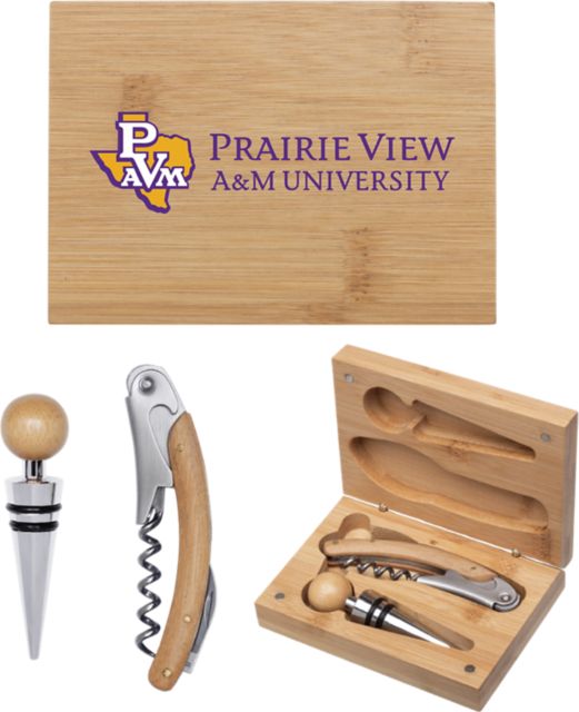 Prairie View A & M University Bamboo Wine Tool Set