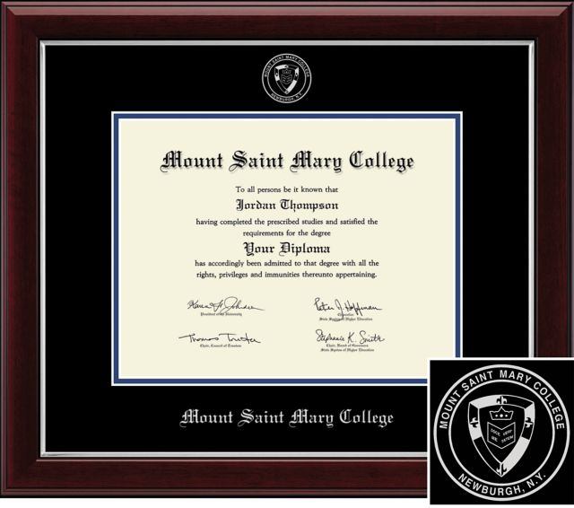 Mount Saint Mary College. Embossed Diploma Frame. Bachelors, Masters.