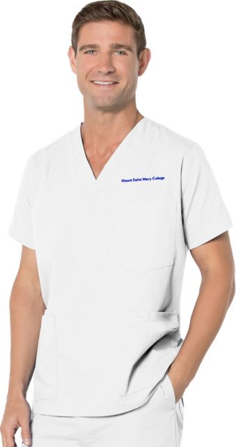 MEN'S 5-POCKET WHITE SCRUB TOP XX-LARGE