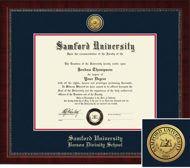 Church Hill Classics Engraved Diploma Frame. Beeson Divinity School. 11x14 Bachelors/Masters - ONLINE ONLY