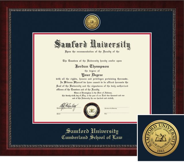 Church Hill Classics Engraved Diploma Frame. 14x17 Cumberland School of Law - ONLINE ONLY