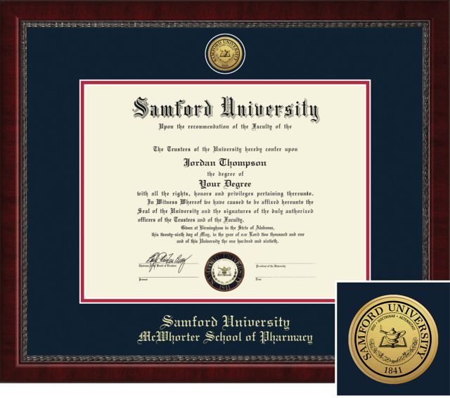 Church Hill Classics Engraved Diploma Frame. 11x14 McWhorter School of Pharmacy. PhD - ONLINE ONLY