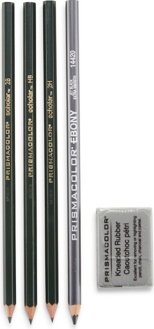 DRAWING PENCIL SET EBONY WITH ERASEr 5-PIECE