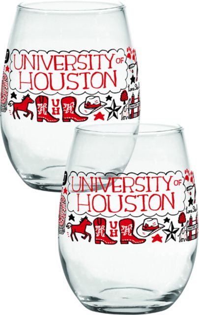 University of Houston Julia Gash Stemless Wine Glass - Set of 2