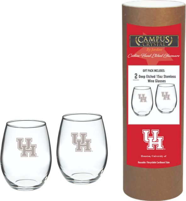 University of Houston 15 oz. Stemless Wineglass - Set of 2
