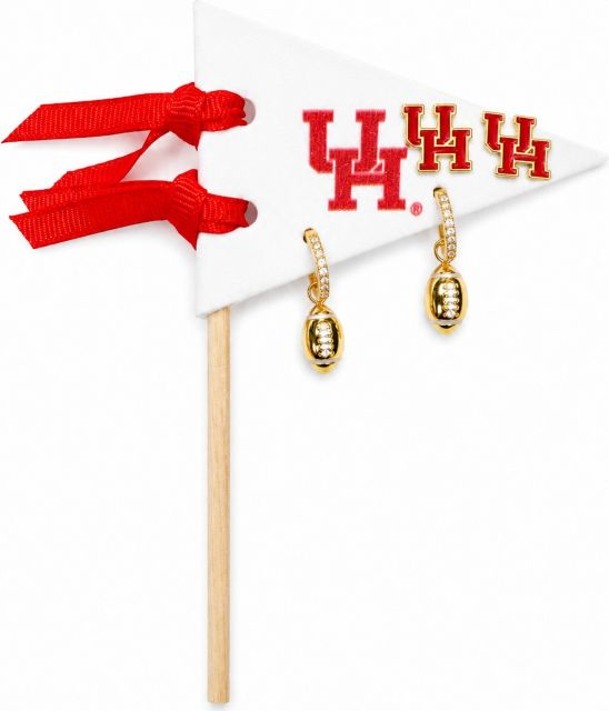 University of Houston Football Logo Stud Earrings
