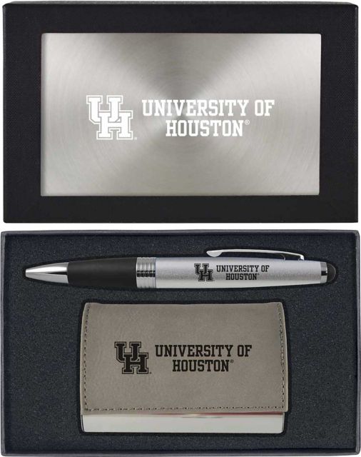 University of Houston Business Card Holder And Pen Set