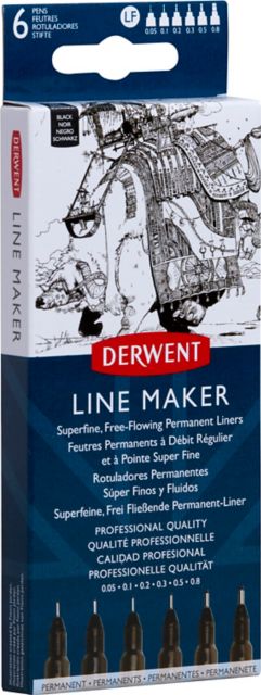 DERWENT LINE MARKER SET-6 BLACK