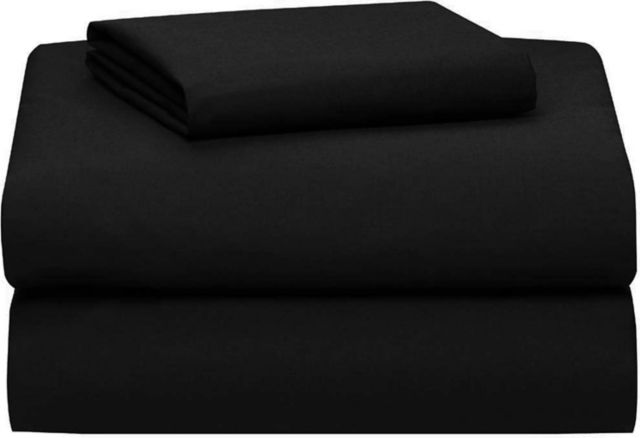 Black College Dorm Sheet Set, Twin XL, Solid Black, Soft Microfiber, Deep Pockets - ONLINE ONLY