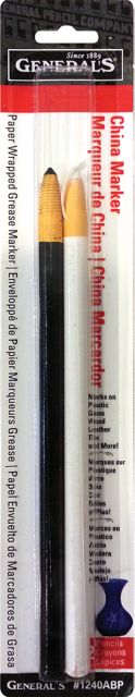 General Pencil China Marker Multi-Purpose Grease Pencils, Black/White - 2 count