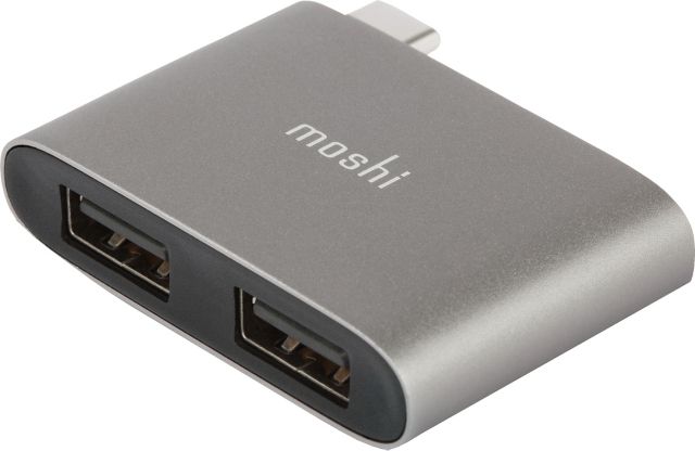 Moshi USB-C to Dual USB-A Adapter, 2-Port, Gray