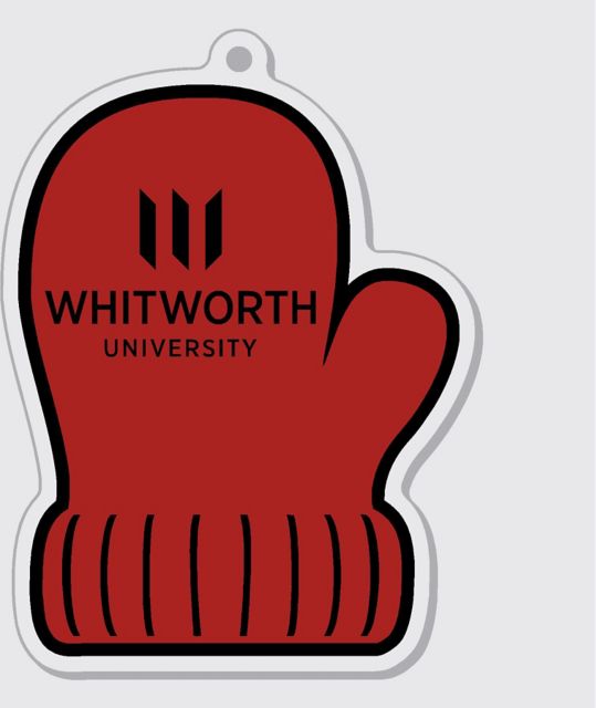 Whitworth University 3" x 4 " Mitten Ornament