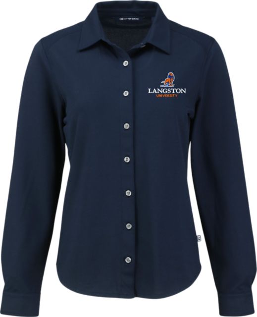 Langston University Lions Women's Pique Long Sleeve Button Up