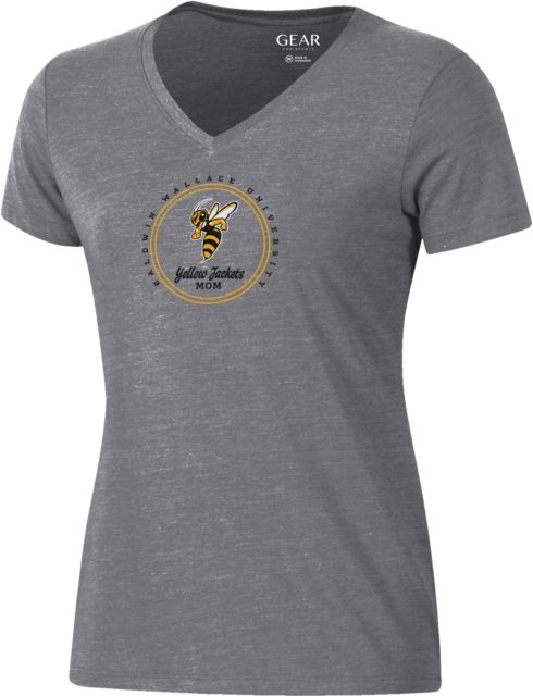 Baldwin Wallace University Yellow Jackets Women's Mom V-Neck Short Sleeve T-Shirt