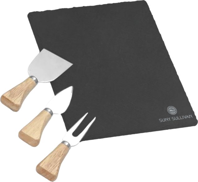 SUNY Sullivan County Community College 4 Piece Slate Cheese Serving Set SUNY Sullivan Stacked Engraved - ONLINE ONLY