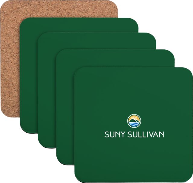 SUNY Sullivan County Community College Hardboard Coaster w/Cork Backing 4/set SUNY Sullivan Stacked - ONLINE ONLY