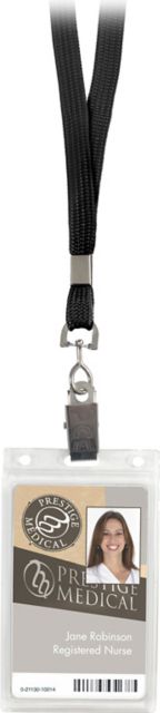 BASIC LANYARD WITH ID HOLDER IN SLIDE PACK-BLACK