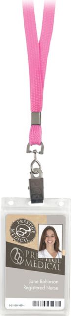 BASIC LANYARD WITH ID HOLDER IN SLIDE PACK-PINK