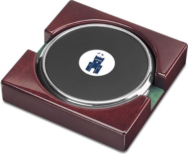 CSI  Set Of 2 Silver Round Coaster Gift Boxed With Colored Medallion - ONLINE ONLY