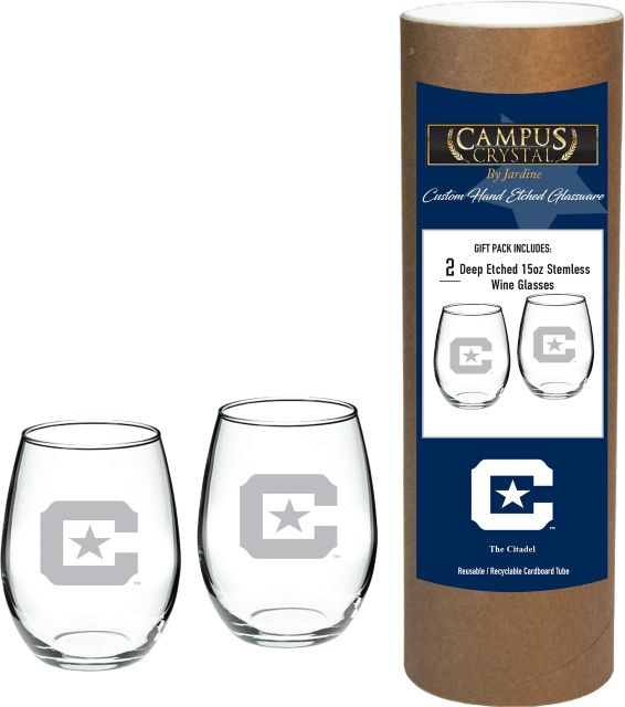 The Citadel 15 oz. Stemless Wine Glass - Set of 2